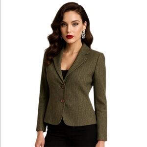 Joneswear Petite Stretch Tailored Blazer in Deep Green — Size 6P
